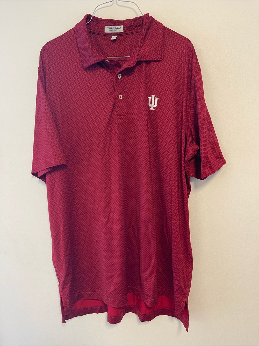 Peter Millar Shirt Men Large Summer Comfort Polo Indiana University IU Football